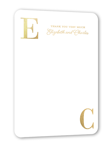 Vibrant Vows Thank You Card, White, Gold Foil, 5x7, Matte, Personalized Foil Cardstock, Rounded