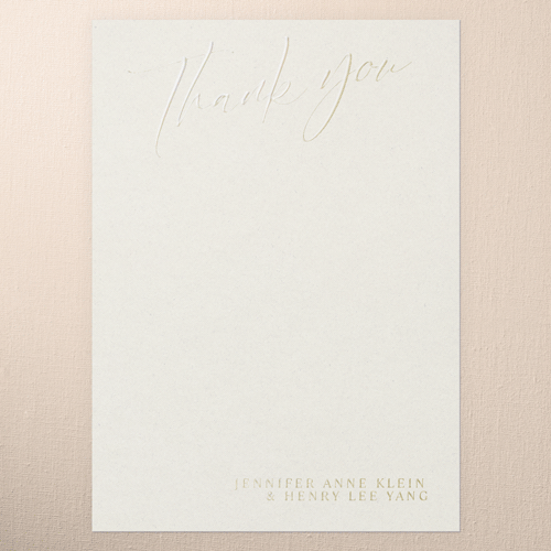 Classic Beauty Wedding Thank You Card, Beige, Gold Foil, 5x7, Matte, Personalized Foil Cardstock, Square