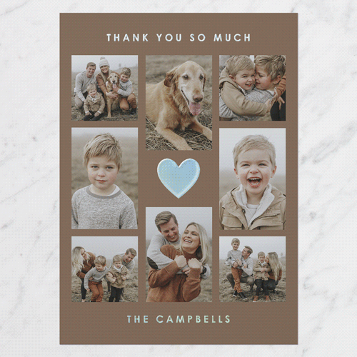 Glorious Heart Thank You Digital Foil Card, Brown, Iridescent Foil, 5x7, Matte, Personalized Foil Cardstock, Square, Clove