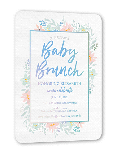 Baby Brunch Baby Shower Invitation, Iridescent Foil, Beige, 5x7, Matte, Personalized Foil Cardstock, Rounded