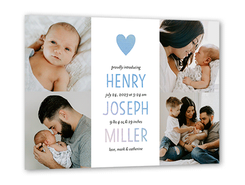 Modern Shimmer Birth Announcement, Iridescent Foil, White, 5x7, Matte, Personalized Foil Cardstock, Square, White