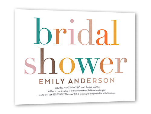 Colorful And Fun Bridal Shower Invitation, Rose Gold Foil, White, 5x7, Matte, Personalized Foil Cardstock, Square