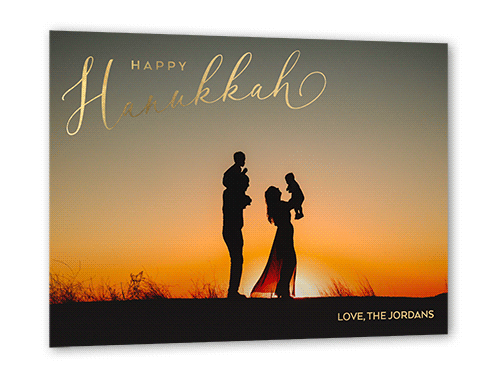 Illuminating Overlay Holiday Card, White, Gold Foil, 5x7, Hanukkah, Matte, Personalized Foil Cardstock, Square