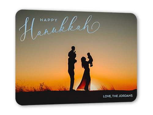 Illuminating Overlay Holiday Card, Iridescent Foil, White, 5x7, Hanukkah, Matte, Personalized Foil Cardstock, Rounded