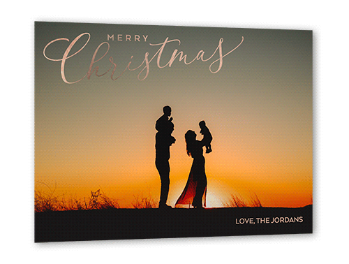 Illuminating Overlay Holiday Card, White, Rose Gold Foil, 5x7, Christmas, Matte, Personalized Foil Cardstock, Square