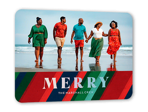 Glowing Giftwrap Holiday Card, Red, Iridescent Foil, 5x7, Christmas, Matte, Personalized Foil Cardstock, Rounded