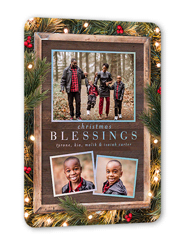 Gleaming Portrait Holiday Card, Brown, Iridescent Foil, 5x7, Religious, Matte, Personalized Foil Cardstock, Rounded