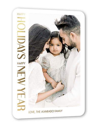 Edgy Messages Holiday Card, Gold Foil, White, 5x7, Holiday, Matte, Personalized Foil Cardstock, Rounded