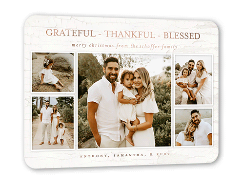 Resounding Sentiments Holiday Card, Rose Gold Foil, Beige, 5x7, Religious, Matte, Personalized Foil Cardstock, Rounded