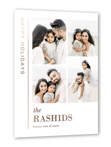 Familiar Memories Holiday Card, White, Rose Gold Foil, 5x7, Holiday, Matte, Personalized Foil Cardstock, Square, White
