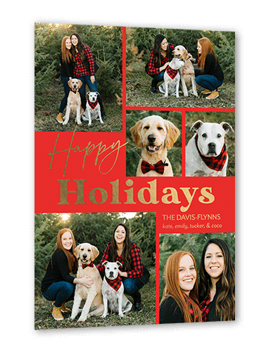 Swanky Message Holiday Card, Gold Foil, Red, 5x7, Holiday, Matte, Personalized Foil Cardstock, Square