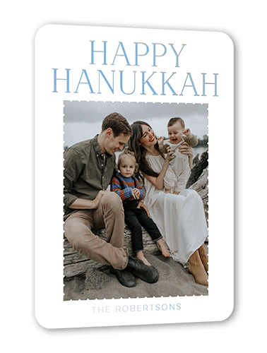 Classic Foil Letters Holiday Card, White, Iridescent Foil, 5x7, Hanukkah, Matte, Personalized Foil Cardstock, Rounded