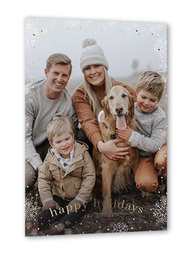 Snowfall Surroundings Holiday Card, White, Gold Foil, 5x7, Holiday, Matte, Personalized Foil Cardstock, Square, White