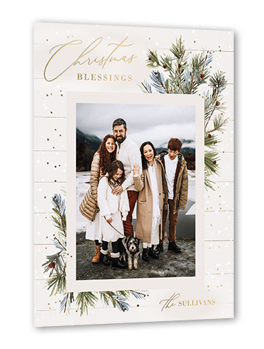 Foil Snow Frame Holiday Card, White, Gold Foil, 5x7, Religious, Matte, Personalized Foil Cardstock, Square