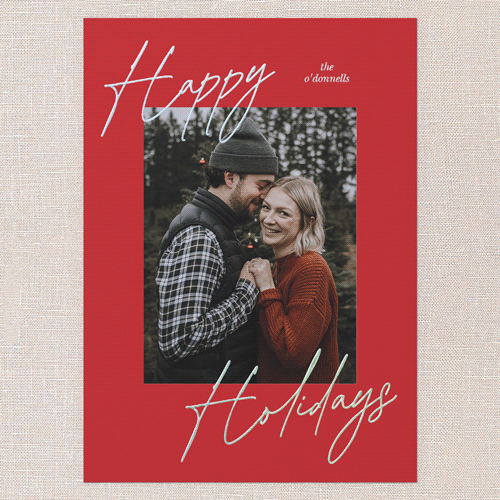 Diagonal Greeting Holiday Card, Blue, Iridescent Foil, 5x7, Holiday, Matte, Personalized Foil Cardstock, Square, Sky