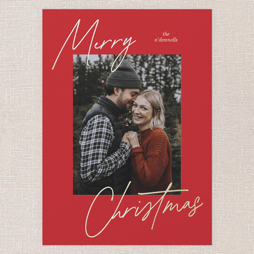 Diagonal Greeting Holiday Card, Blue, Gold Foil, 5x7, Christmas, Matte, Personalized Foil Cardstock, Square