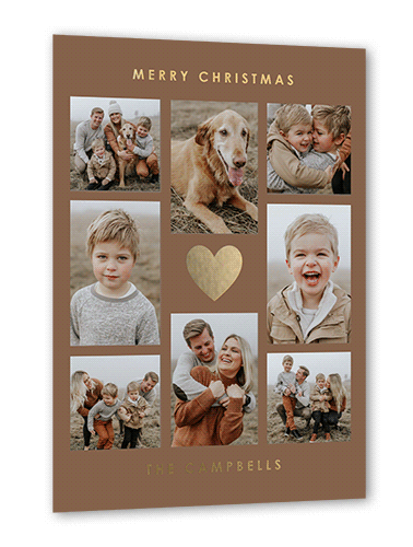 Editable Mid Joy Holiday Card, Brown, Gold Foil, 5x7, Christmas, Matte, Personalized Foil Cardstock, Square