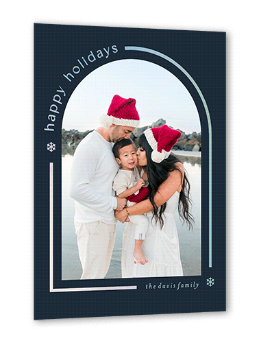 Modern Holiday Card Arch Holiday Card, Black, Iridescent Foil, 5x7, Holiday, Matte, Personalized Foil Cardstock, Square