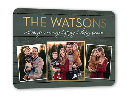 Large Foil Type Holiday Card, Beige, Gold Foil, 5x7, Holiday, Matte, Personalized Foil Cardstock, Rounded
