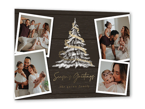 Glowing Garland Holiday Card, Gold Foil, Grey, 5x7, Holiday, Matte, Personalized Foil Cardstock, Square, Ash