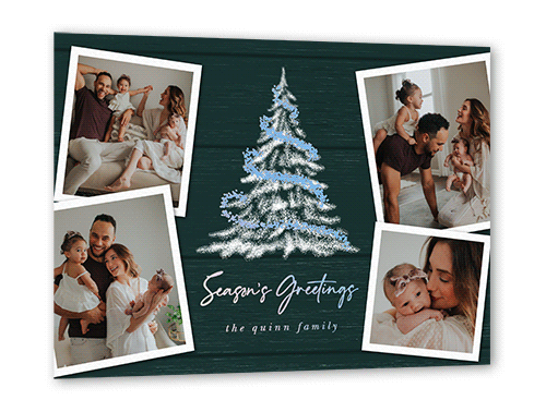 Glowing Garland Holiday Card, Iridescent Foil, Blue, 5x7, Holiday, Matte, Personalized Foil Cardstock, Square