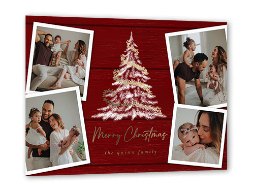 Glowing Garland Holiday Card, Gold Foil, Red, 5x7, Christmas, Matte, Personalized Foil Cardstock, Square