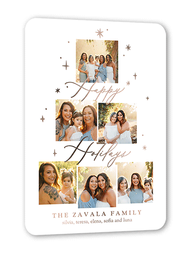 Daylight Stars Holiday Card, White, Rose Gold Foil, 5x7, Holiday, Matte, Personalized Foil Cardstock, Rounded, White