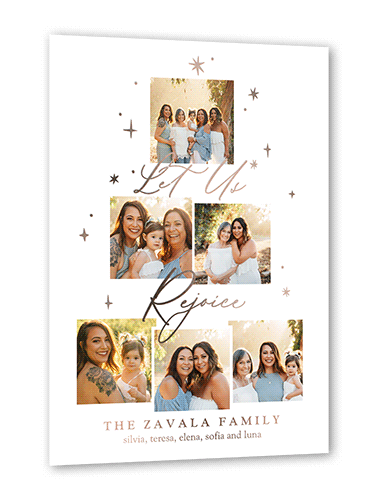 Daylight Stars Holiday Card, White, Rose Gold Foil, 5x7, Religious, Matte, Personalized Foil Cardstock, Square, White
