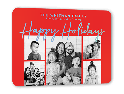 Classic Foil Holiday Card, Red, Iridescent Foil, 5x7, Holiday, Matte, Personalized Foil Cardstock, Rounded