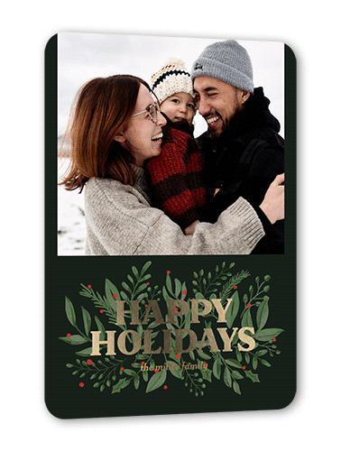 Foil Greeting Holiday Card, Gold Foil, Beige, 5x7, Holiday, Matte, Personalized Foil Cardstock, Rounded