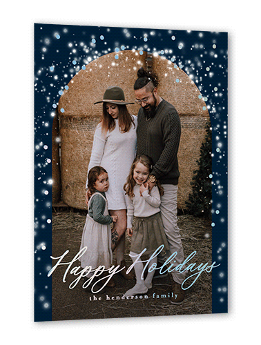 Snow Covered Arch Holiday Card, Blue, Iridescent Foil, 5x7, Holiday, Matte, Personalized Foil Cardstock, Square, White