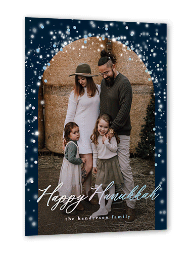 Snow Covered Arch Holiday Card, Blue, Iridescent Foil, 5x7, Hanukkah, Matte, Personalized Foil Cardstock, Square