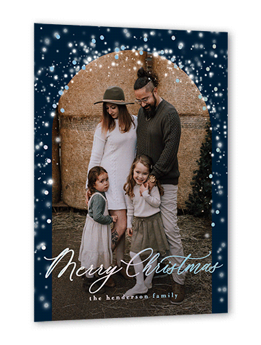 Snow Covered Arch Holiday Card, Iridescent Foil, Blue, 5x7, Christmas, Matte, Personalized Foil Cardstock, Square