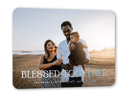 Large Foil Greeting Holiday Card, White, Iridescent Foil, 5x7, Religious, Matte, Personalized Foil Cardstock, Rounded
