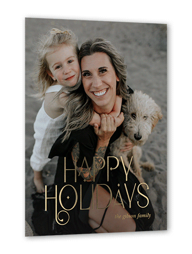 Foil Holiday Card Wishes Holiday Card, White, Gold Foil, 5x7, Holiday, Matte, Personalized Foil Cardstock, Square