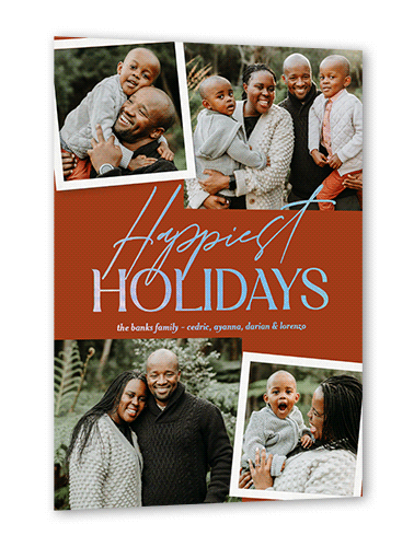 Overlapped Photos Holiday Card, Brown, Iridescent Foil, 5x7, Holiday, Matte, Personalized Foil Cardstock, Square