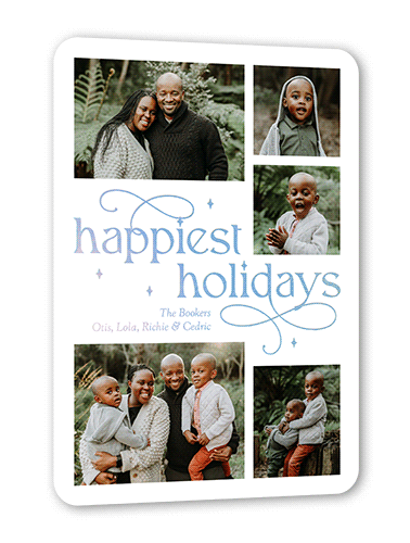 Twinkle Swashes Holiday Card, White, Iridescent Foil, 5x7, Holiday, Matte, Personalized Foil Cardstock, Rounded