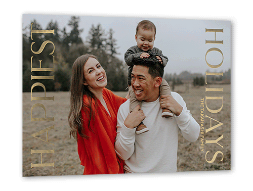 Simple Photo Holiday Card, White, Gold Foil, 5x7, Holiday, Matte, Personalized Foil Cardstock, Square