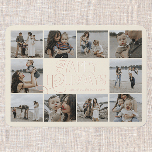 Charming Chai Script Holiday Digital Foil Card, Rose Gold Foil, Beige, 5x7, Holiday, Matte, Personalized Foil Cardstock, Rounded, Antique White