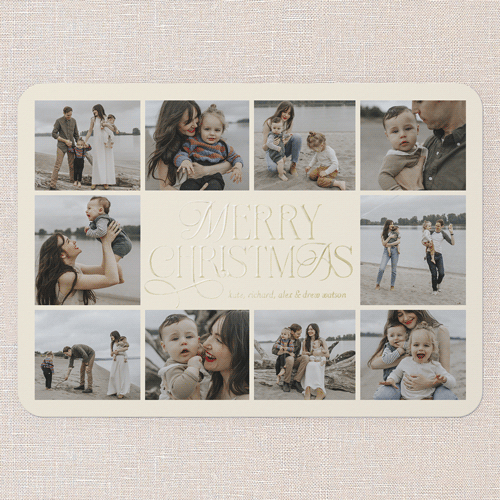 Charming Chai Script Holiday Digital Foil Card, Beige, Gold Foil, 5x7, Christmas, Matte, Personalized Foil Cardstock, Rounded, Antique White