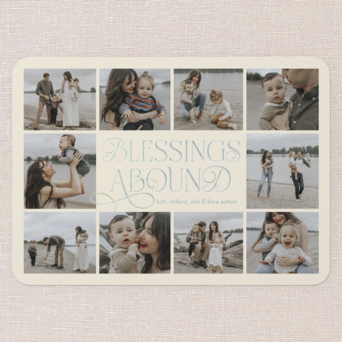 Charming Chai Script Holiday Digital Foil Card, Beige, Iridescent Foil, 5x7, Religious, Matte, Personalized Foil Cardstock, Rounded, Antique White