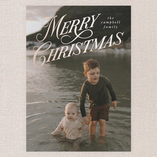 Magnificent Shine Holiday Digital Foil Card, White, Rose Gold Foil, 5x7, Christmas, Matte, Personalized Foil Cardstock, Square, White