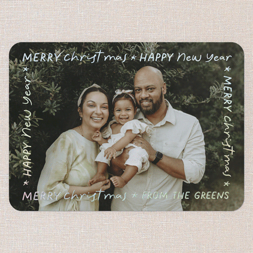 Playful Type Holiday Digital Foil Card, Iridescent Foil, White, 5x7, Christmas, Matte, Personalized Foil Cardstock, Rounded, White