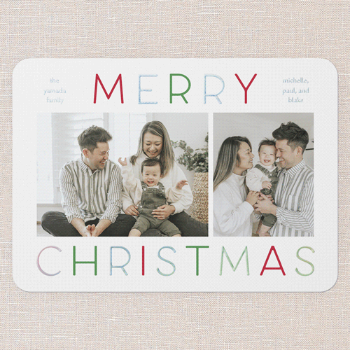 Colorful Vibes Holiday Card, White, Iridescent Foil, 5x7, Christmas, Matte, Personalized Foil Cardstock, Rounded, White