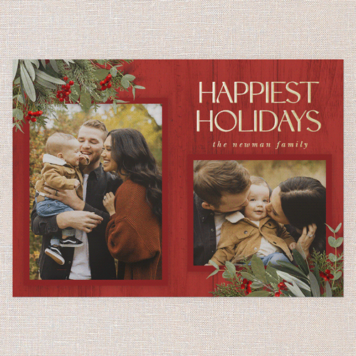 Classic Nordic Wishes Holiday Card, Gold Foil, Red, 5x7, Holiday, Matte, Personalized Foil Cardstock, Square, Red