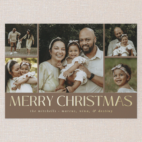 Brilliant Impression Holiday Card, Brown, Gold Foil, 5x7, Christmas, Matte, Personalized Foil Cardstock, Square, Brown