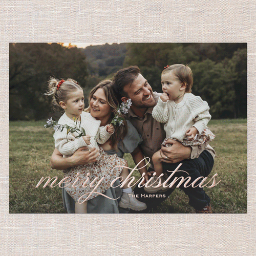 Beaming Beauty Holiday Card, White, Rose Gold Foil, 5x7, Christmas, Matte, Personalized Foil Cardstock, Square