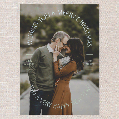 Round Radiance Holiday Card, Black, Iridescent Foil, 5x7, Christmas, Matte, Personalized Foil Cardstock, Square, Black