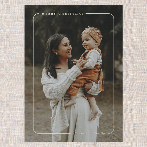 Subtle Sheen Holiday Card, White, Gold Foil, 5x7, Christmas, Matte, Personalized Foil Cardstock, Square, White