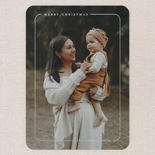 Subtle Sheen Holiday Card, White, Iridescent Foil, 5x7, Christmas, Matte, Personalized Foil Cardstock, Rounded, White